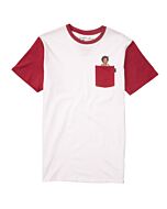 ESWIC Foxy Calendar Girl White Burgundy Pocket T-Shirt