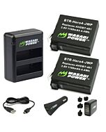 Wasabi GoPro HERO4 Dual Battery Wall, Auto Charger + 2 Batteries