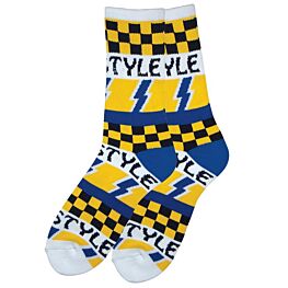 Bro Style Lightning Bolt White Crew Socks