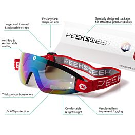 mirror/red strap Peeksteep skydiving motorcycle goggles 