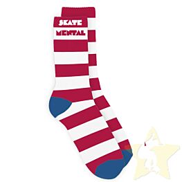 Skate Mental Striped Red White Crew Socks
