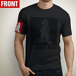 Tunnel Rats Black On Black Rat Silhouette Outline T-Shirt
