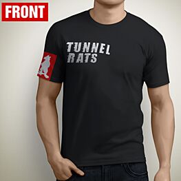 Tunnel Rats Red Sleeve Rat Logo Black T-Shirt