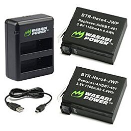 Wasabi GoPro HERO4 Dual USB Charger + 2 Batteries