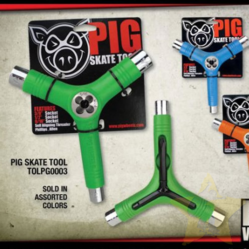 Pig Skate Tool for Skateboard and Longboard with Axle Threader 