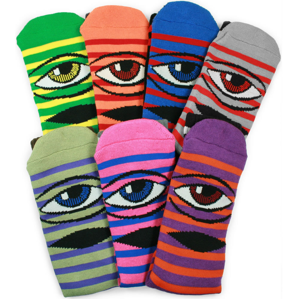 Toy Machine Sect Eye Striped Crew Socks | ChutingStar